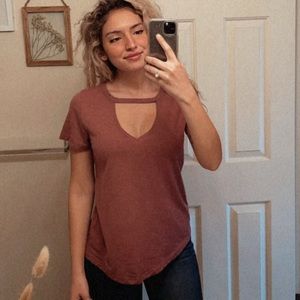 SOLD Dark Mauve V Neck Top